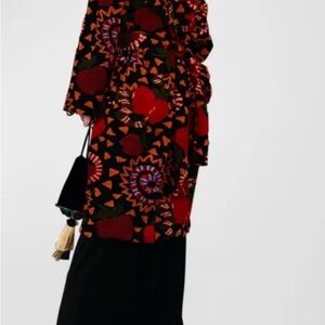 Farm Rio Womens Jungle Snake Fruit Black Apple Fleece Coat XL